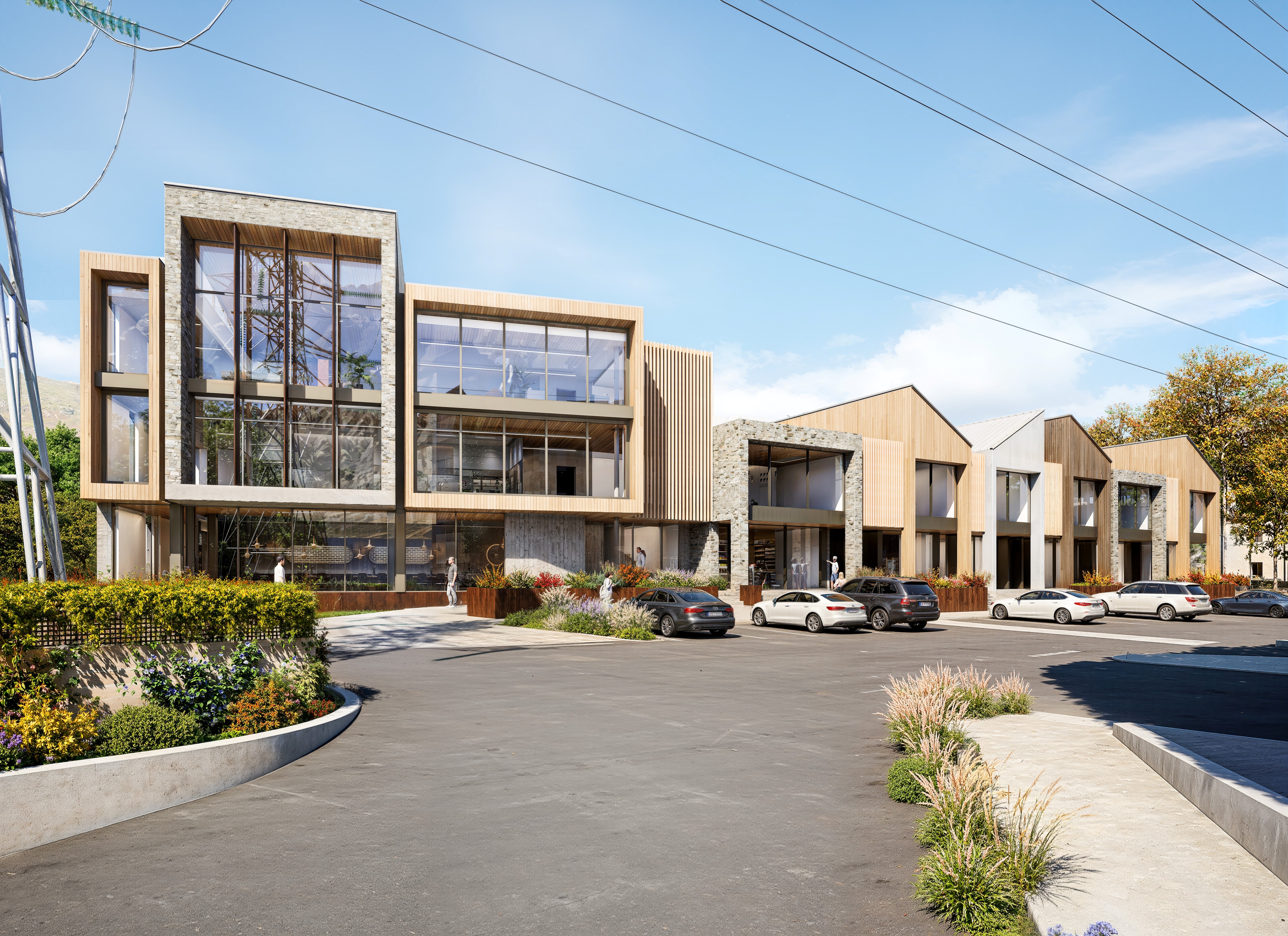 Waipuna Rise Commercial B2 exterior render, street view